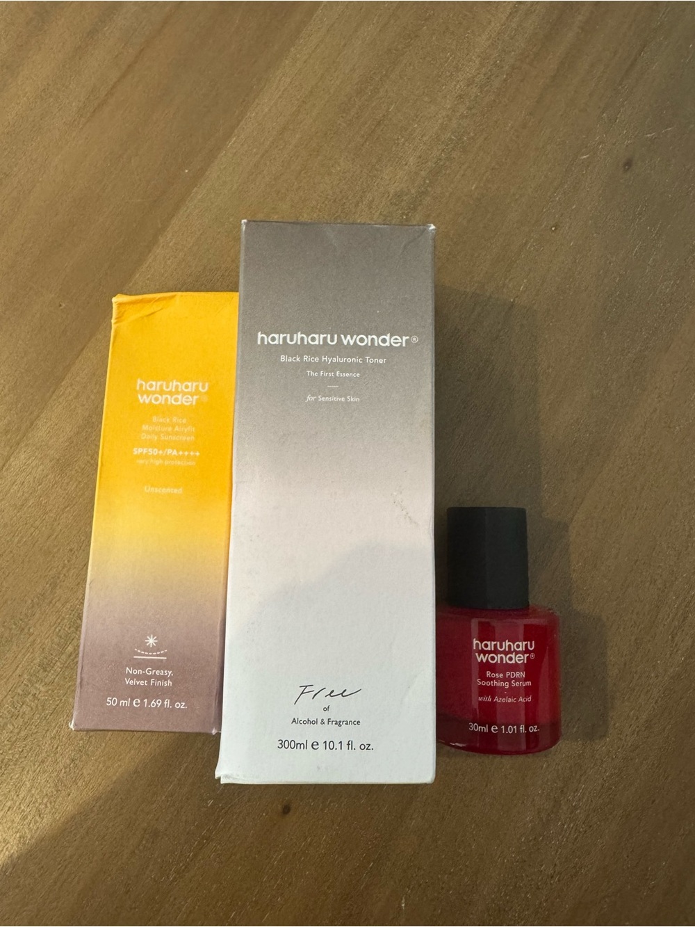 haruharu wonder Serum, Toner, Sunscreen
